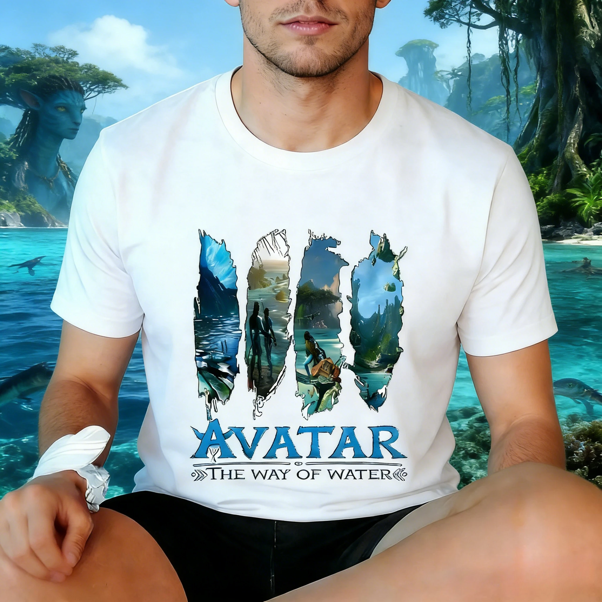 

Летняя футболка с принтом из фильма «Аватар» (2026) для мужчин и женщин, 100% чистый хлопок, с коротким рукавом, повседневный свободный крой