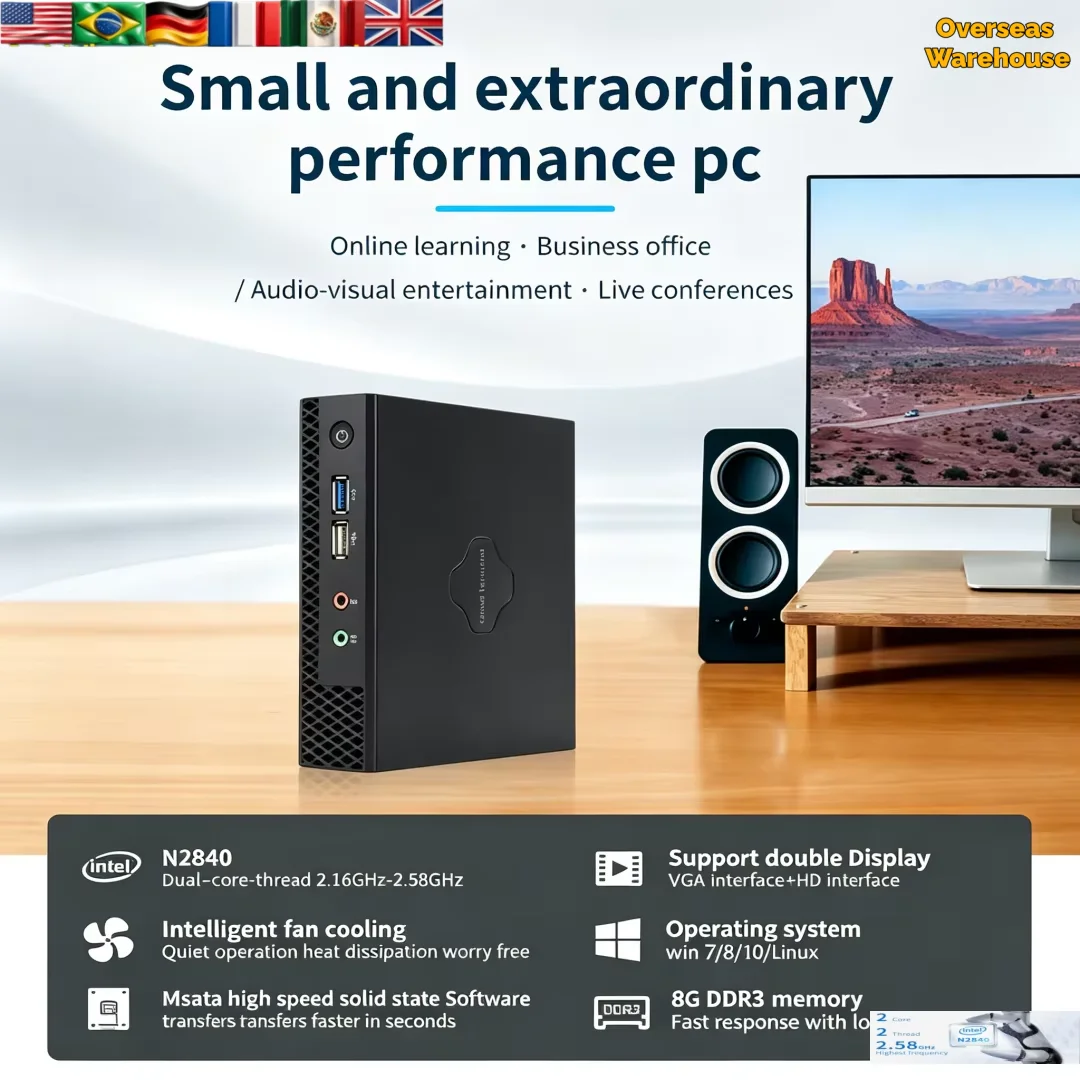 Intel Celeron N4000 Mini PC Support Win10 Linux HDMI DP VGA Type-C Gigabit LAN Thin Client Tiny Desktop Office Home NEW Computer