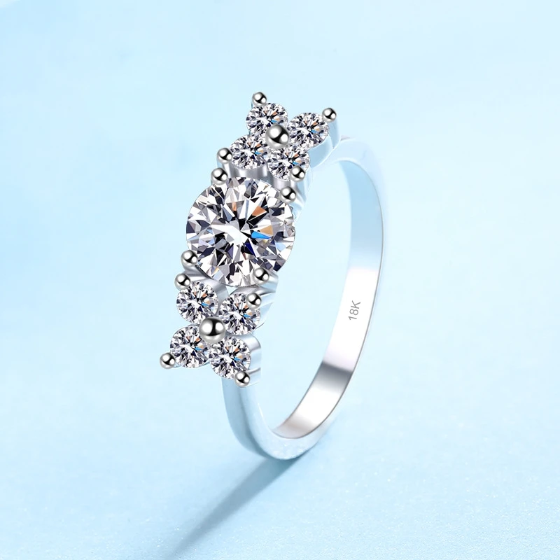 Women Wedding Band 18K White Gold Engagement Rings 1CT VVS D Color Moissanite Diamond PT950 Platinum Girl Friend Valentine's Day