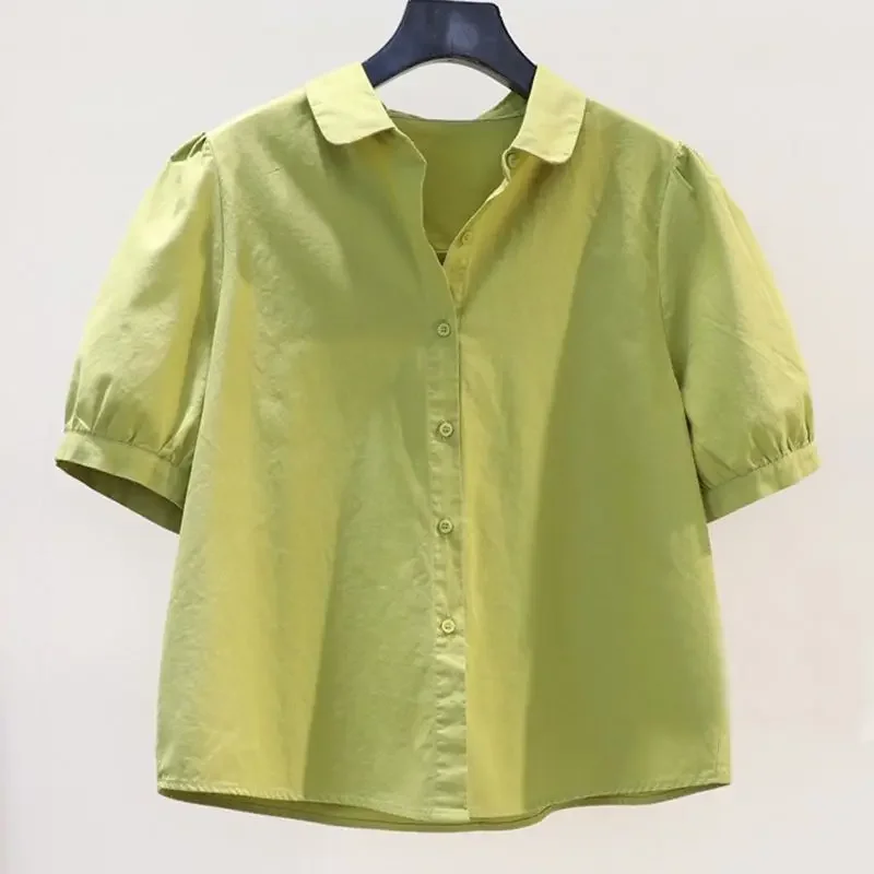 Camicie da donna manica corta stile coreano estate tutto-fiammifero Mujer Blusas basic Harajuku top college solido femminile semplice casual