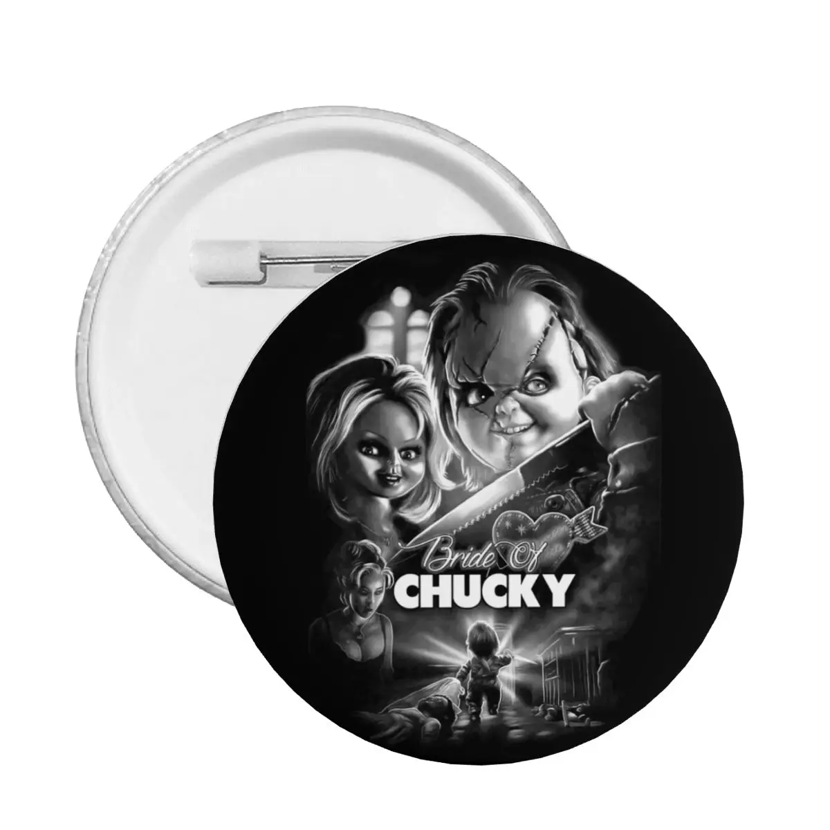 Bride Of Chucky Soft Button Pin Custom Creative Killer Doll Chucky Pinback Badge Brooch Boyfriend Gift