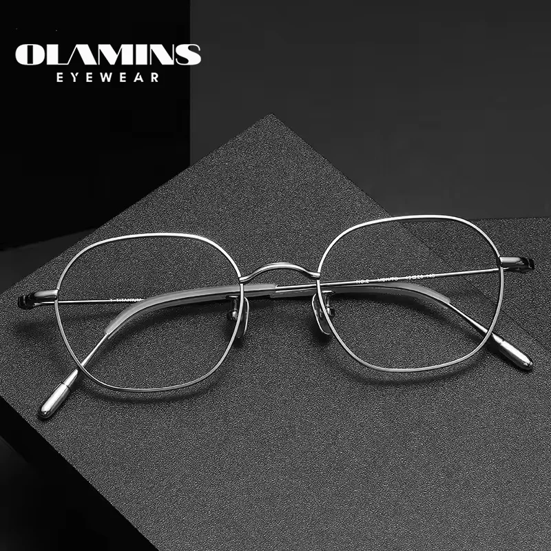 

OLAMINS​ Titanium Optical Eyeglasses Women Men Lightweight Spectacle Frame for Myopic Support Prescription Lens No2