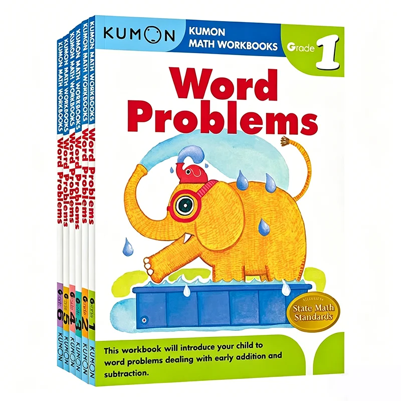 

9 Books/Set Kumon Math Workbooks G1-G3 Exercises English Application Problems Primary School Thinking Training
