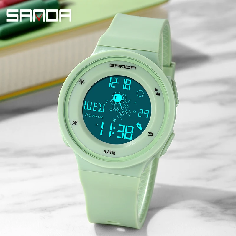 SANDA Sports Watch Para Mulheres Moda Casual Impermeável LED Digital Watch Relógios Das Mulheres Temporizador Multifuncional Despertador Reloj