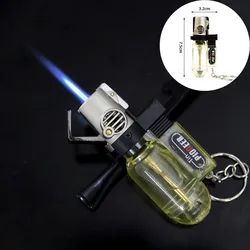 Windproof Jet Flame Butane Gas Refillable Lighter BBQ Flame Ignition Tools with Keychain for Easy Portability Kitchen Gas Refill