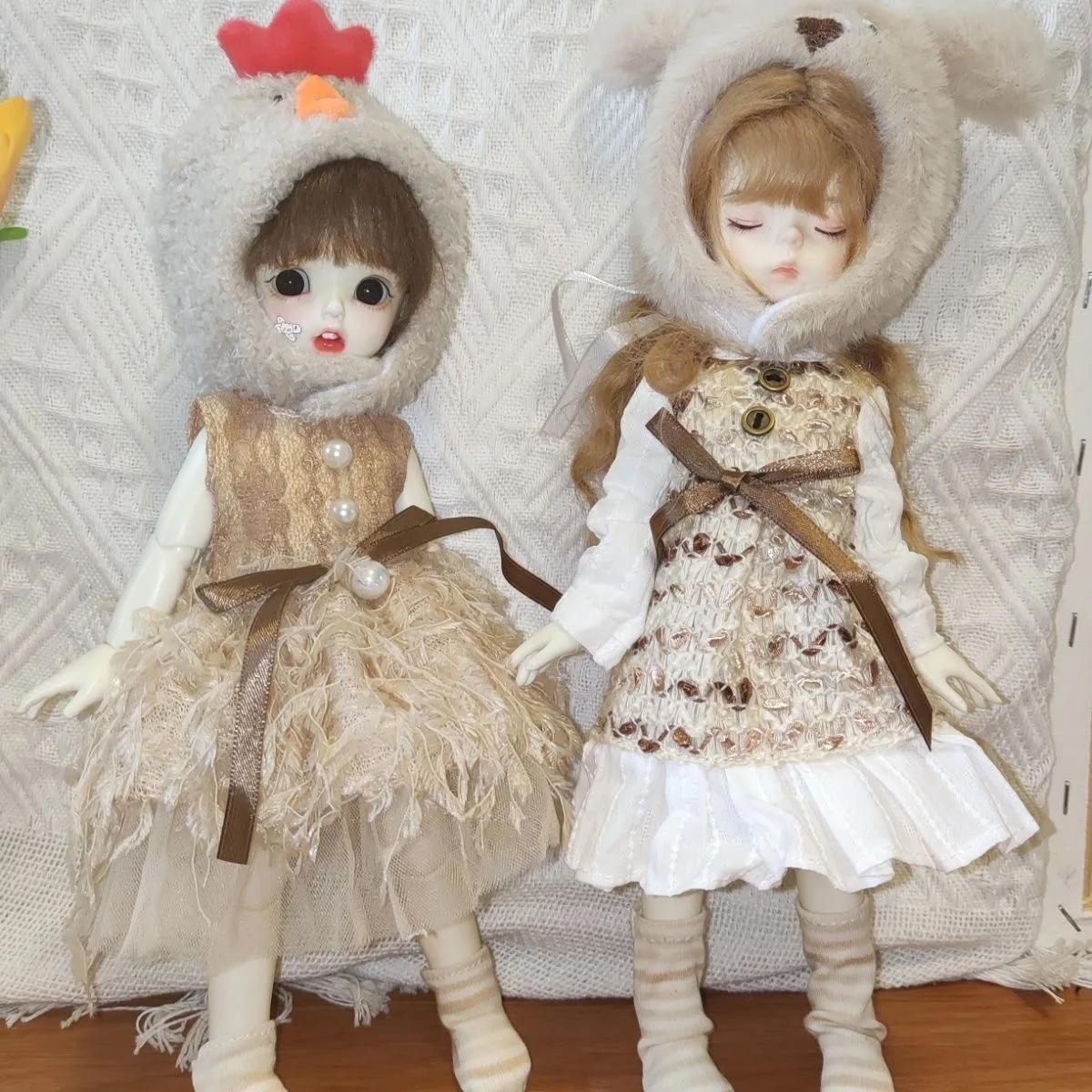 Free Shipping 1/6 BJD Doll Clothes, Animal Style Hat Dress Socks Set