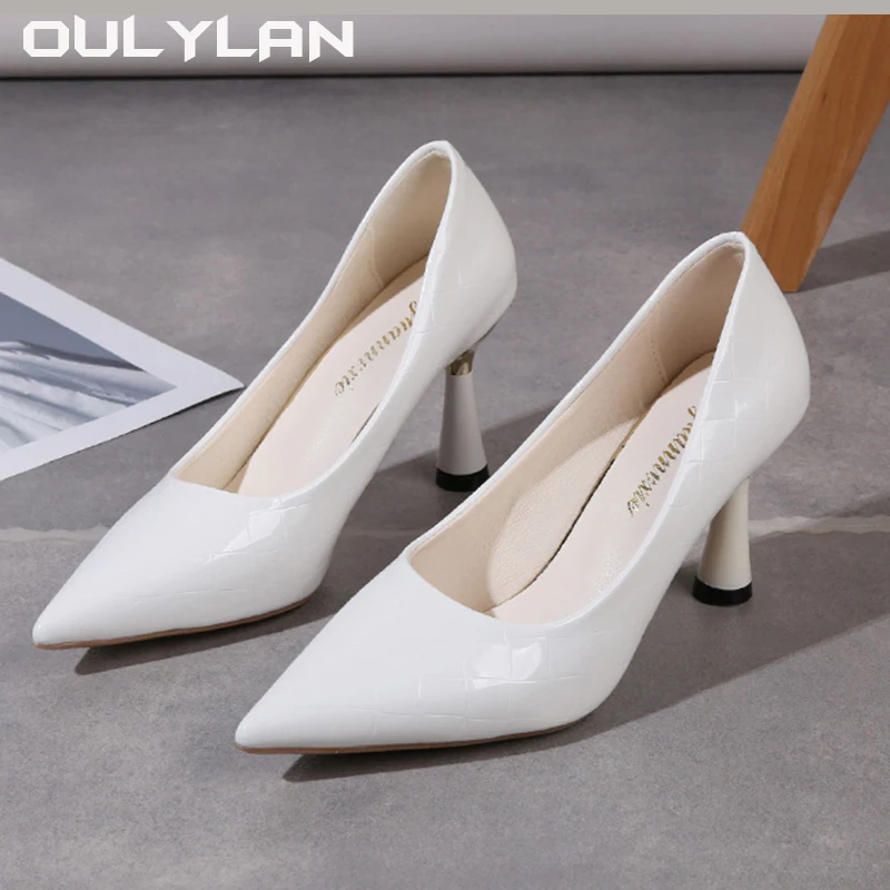 Plaid Classic Casual High Heels New Pattern Embossed Fashion Oversize Shoes In Autumn and Winter 2024 Pumps Women Shoes