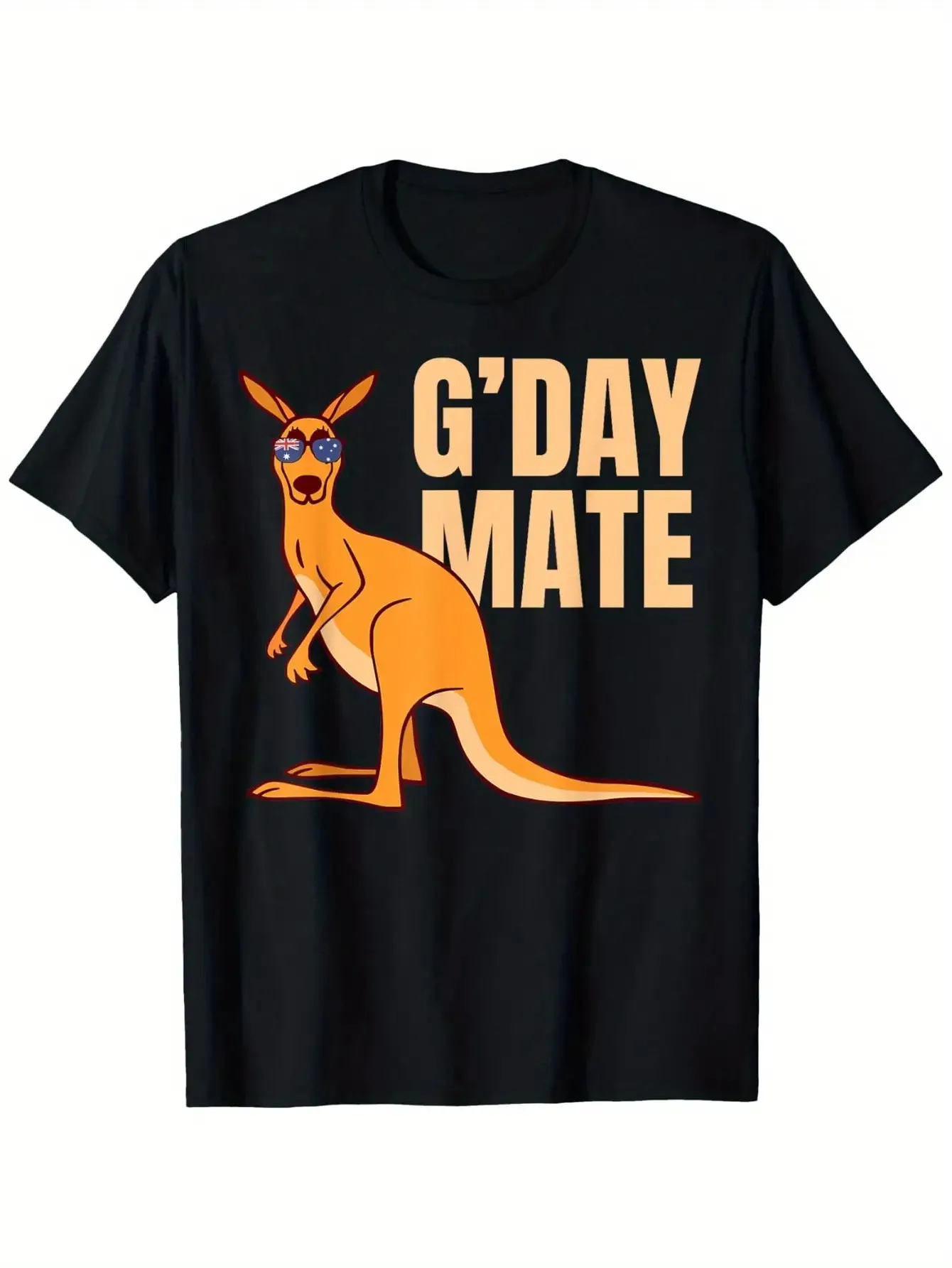 1pc Men's Funny Australian G'Day Mate Kangaroo Graphic T-Shirt - Slim Fit Cotton Moisture-Wicking Tee Suitable for Daily Wear