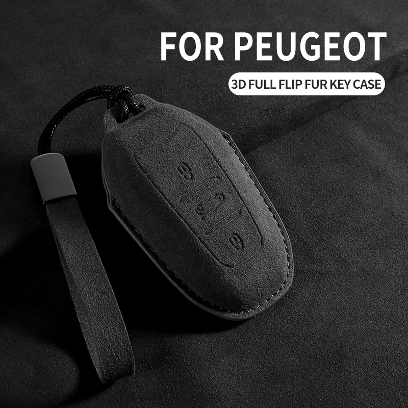 Car Key Case Cover Keyring For Peugeot 308 408 508 2008 3008 4008 5008 Car Keychain Fob Protected Suede Anti-scratch Accessories view 4