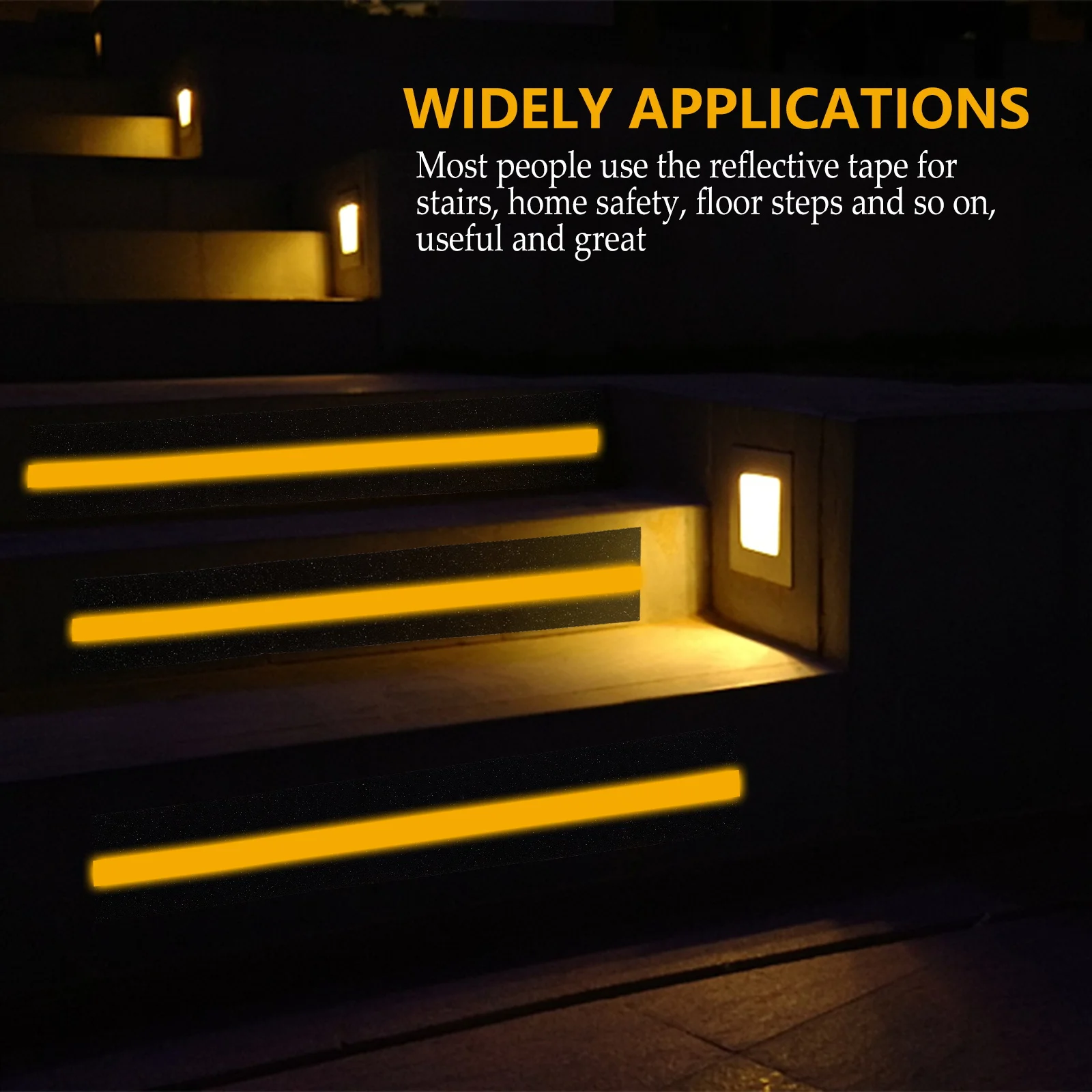 

1 Roll Reflective Safety Warning Tape Anti Slip High Durability Practical Caution Floor Warning Tape Effective