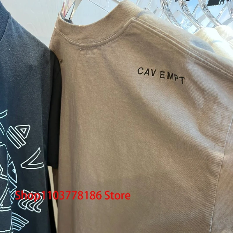 Classic Trapezoidal Logo Embroidered Short Sleeve CAVEMPT T-Shirts 2024 Summer New Loose Casual C.E Top Tee Men Women