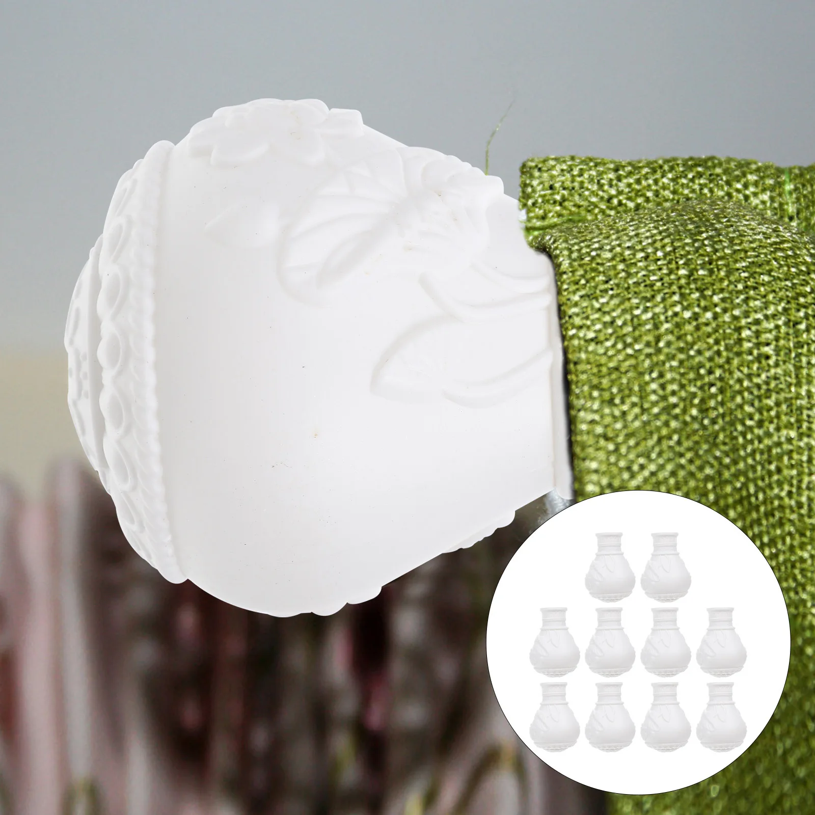 

10Pcs Curtain Rod Decorative Heads Plastic Elegant Cutout Roman Style Curtain Accessories Roman Rod Accessories