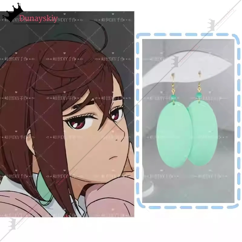 Dandadan Momo Ayase-Peluca marrón con 1 par de pendientes, collar con Clip, conjunto de Anime para fiesta y espectáculo, accesorio de juego