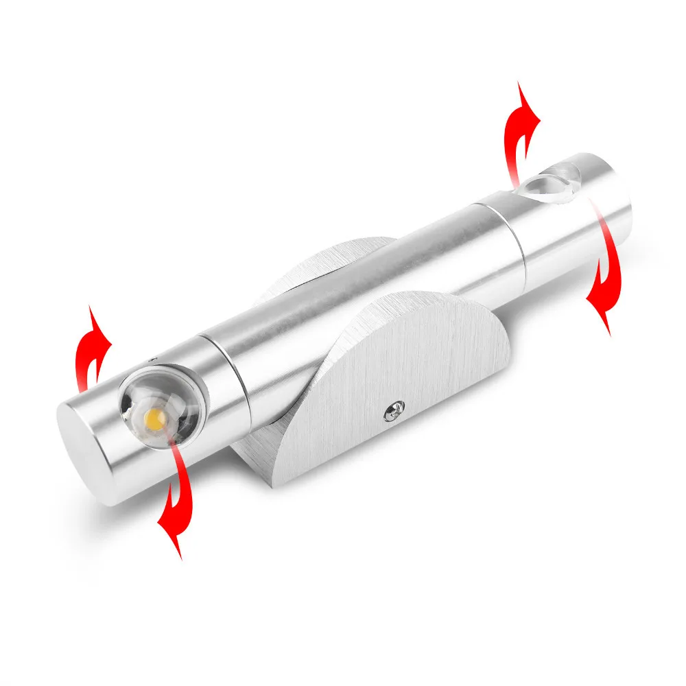 Modern Indoor Hotel Bedside Wall Lamp Iron Body LED Chrome Color Sconce Lights Up Down Home Decoration Spot Rotatable LED Lustre