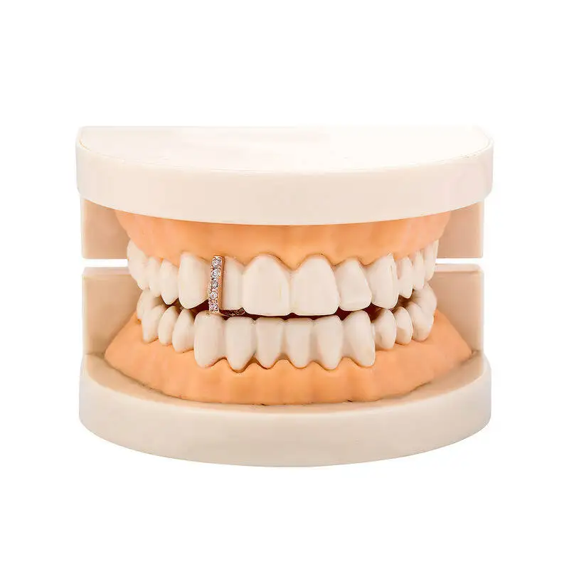 Fashion Trendy Classic Zirconia Tooth Es Micro Inlaid Vertical Bars Single Gold Tooth Everyday Personalized Dental