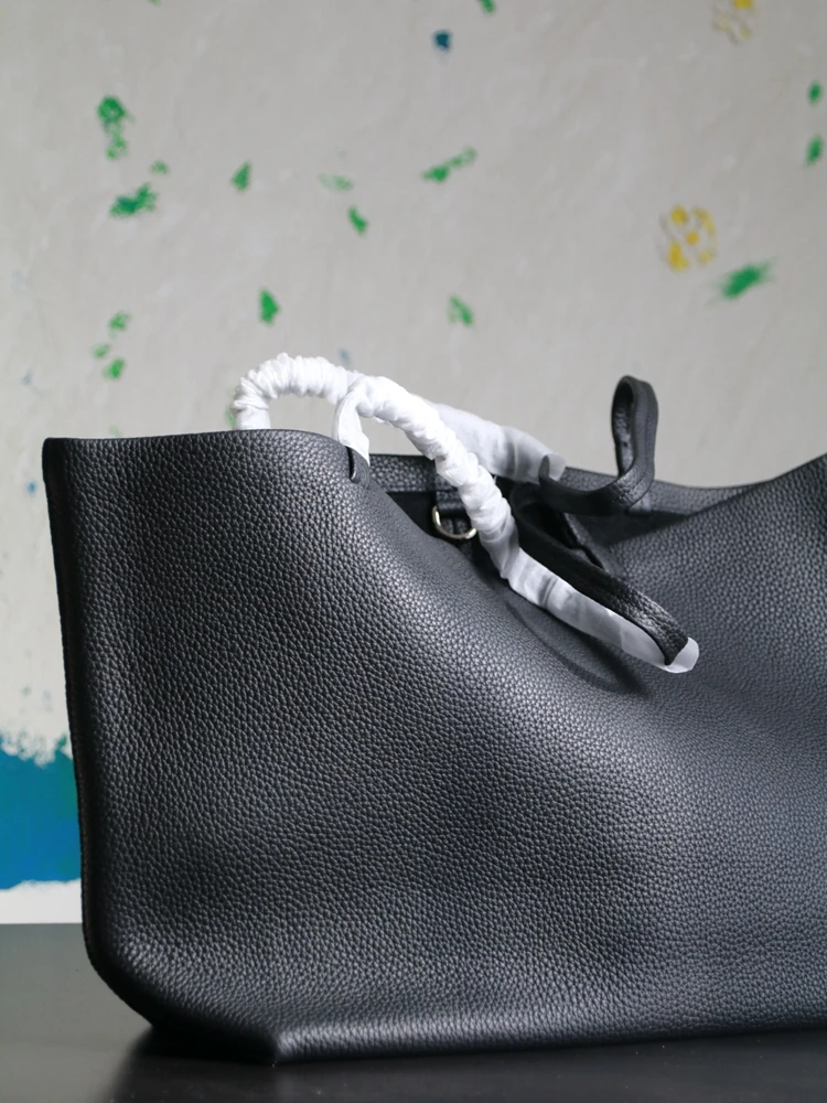 Minimalist Fashion Genuine Leather Women Bag\Handbag  Simple Real Cowhide Soft Leather Tote Shoulder Commuter Shopping Bag Big