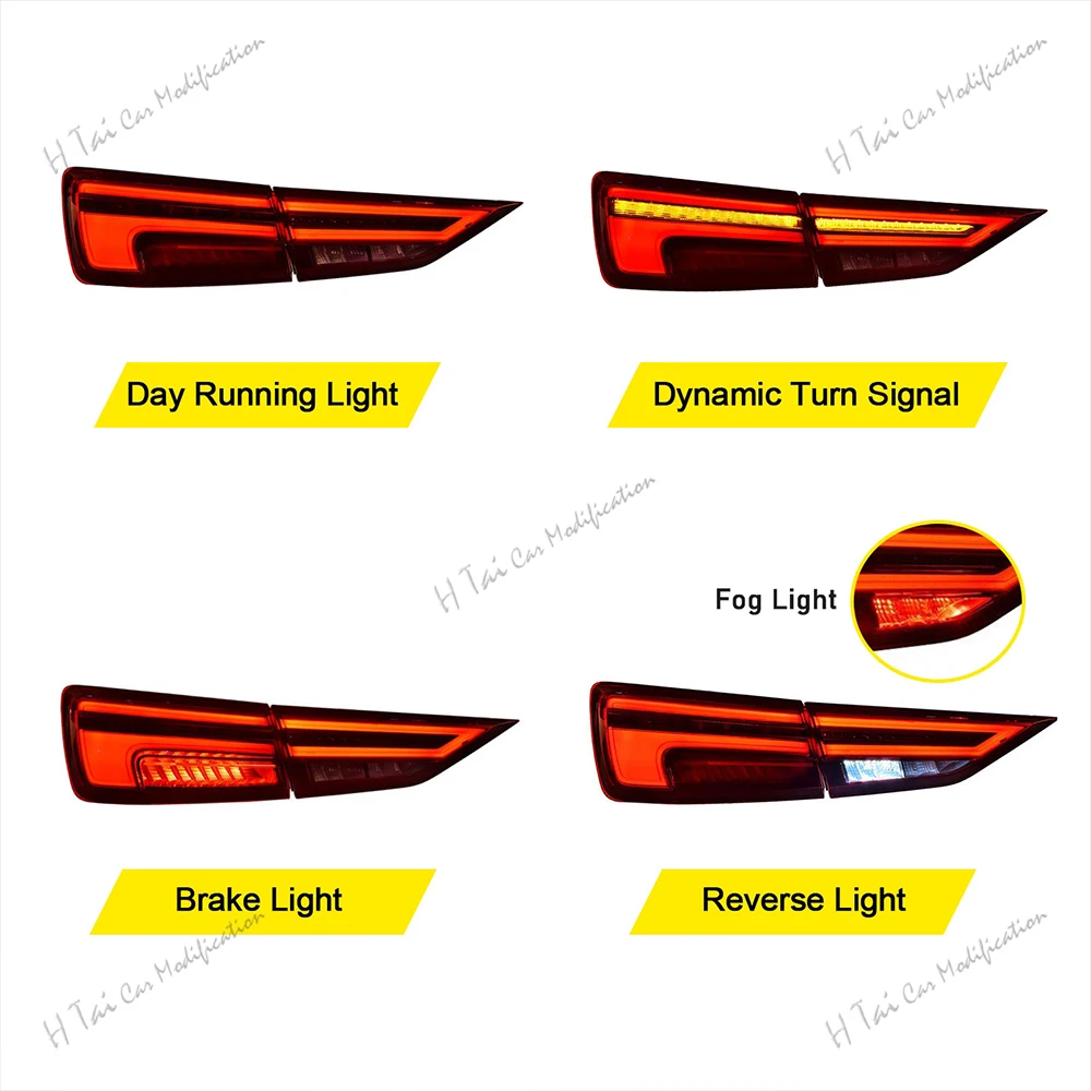 Pair LED Tail Lights For Audi A3 2013-2016 2017-2019 Rear Lamps Taillights Rear Fog Lights Turn Signal Car Tail Light Assemblies view 6