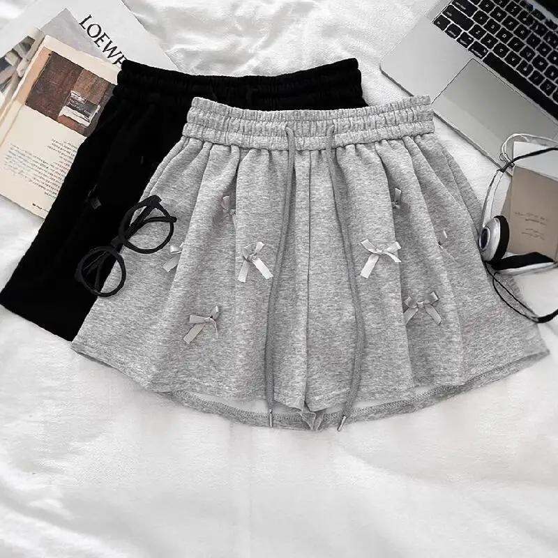 Fashion Girl Shorts Summer Student Drawstring Elastic Waistband Bow Casual Shorts Sweat Wicking Breathable Sports Shorts Cute