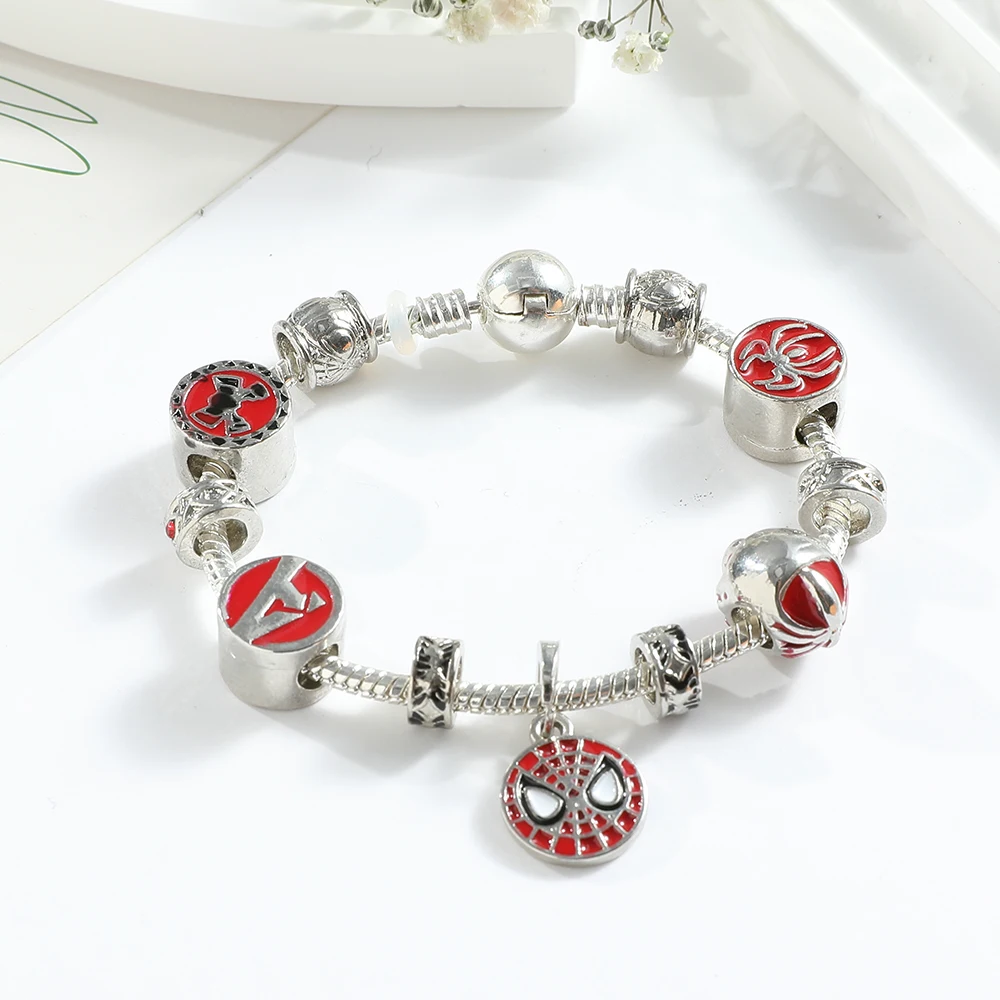 Spider Man Bangles Women DIY The Avengers Marvel Bracelet Men Peter Parker Charms For Bijoux Making Accessories