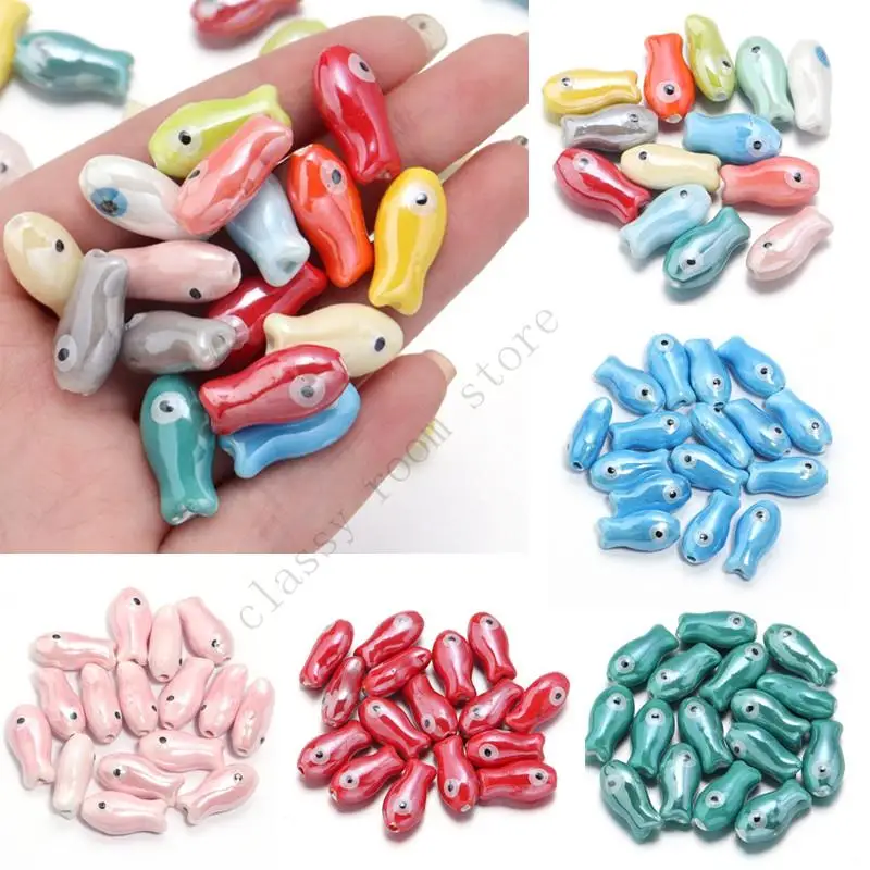 

10 PC Colorful Small Fish Ceramic Beads Handmade Painting Fish Loose Spacer Beads For DIY Bracelet Necklace Jewelry Accessories
