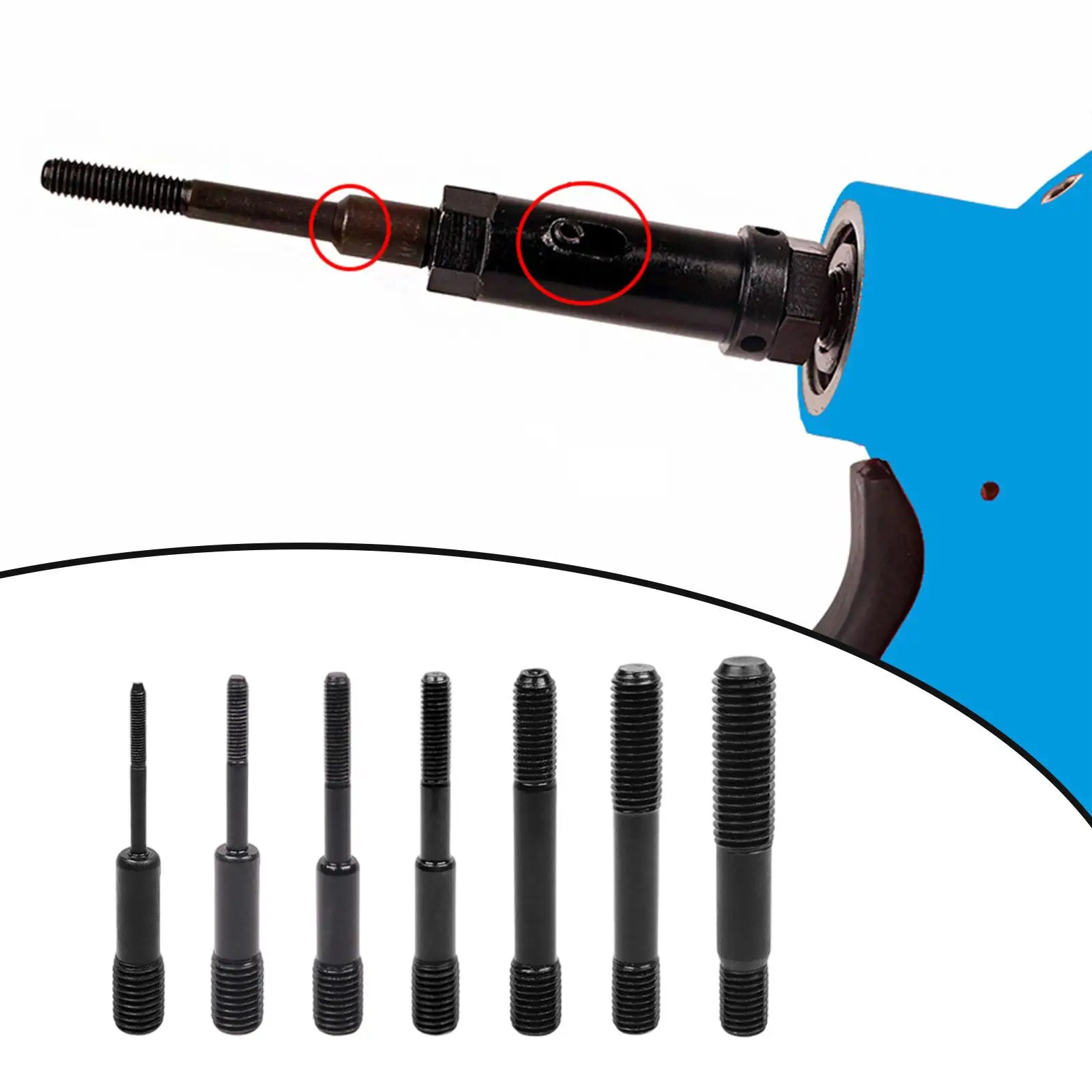 7 peças de ferramenta de porca de rebite hidráulico de ar kit de configuração de ferramenta de troca rápida para construção de indústrias de fabricação automotiva