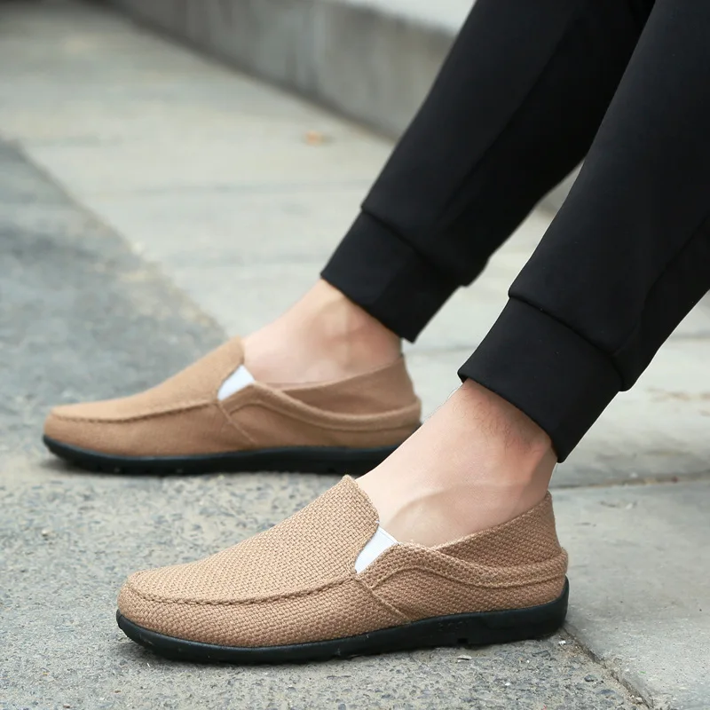 Summer Linen breathable Men Loafers  Casual Shoes Fashion Slip On Driving Shoes Breathable Moccasins 2023