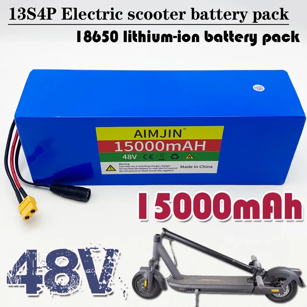 18650 13S4P 48V 15000mAh Lithium-ion Battery Pack Built in BMS For Electric Scooter Bicycle Replacement Battery