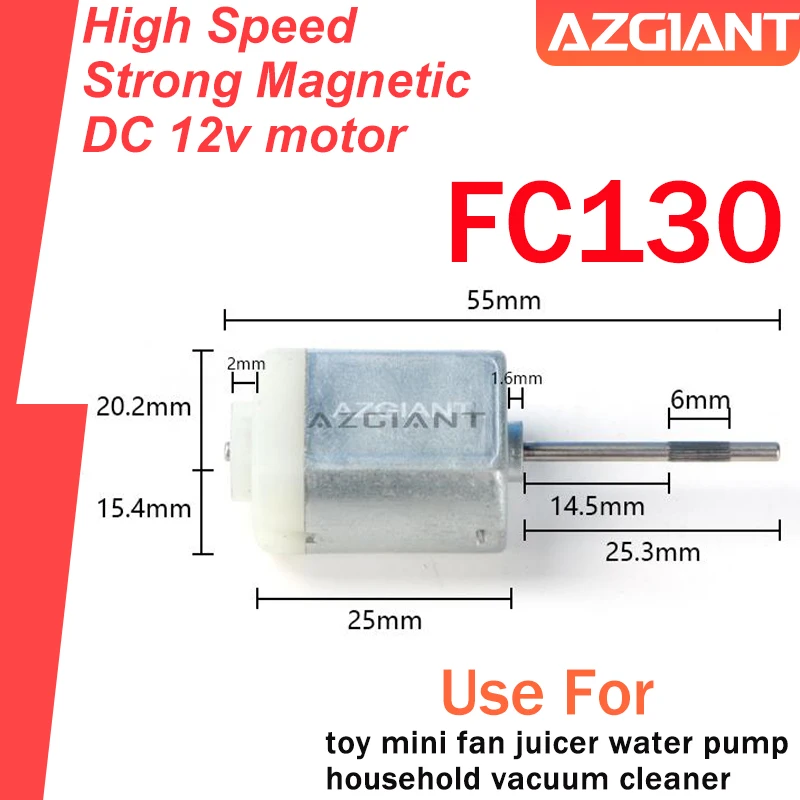 

Azgiant 5PCS Brushed DC Motor FC130 18000PRM 55MM For Auto Replacement Parts OEM DIY Power Toys General Accessories