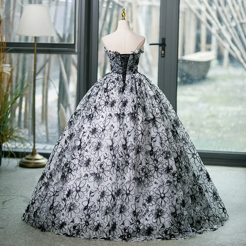 Autumn New 2023 Strapless Quinceanera Dresses Sweet Flower Party Dress Classic Ball Gown Luxury Prom Dress Real Photo Customize