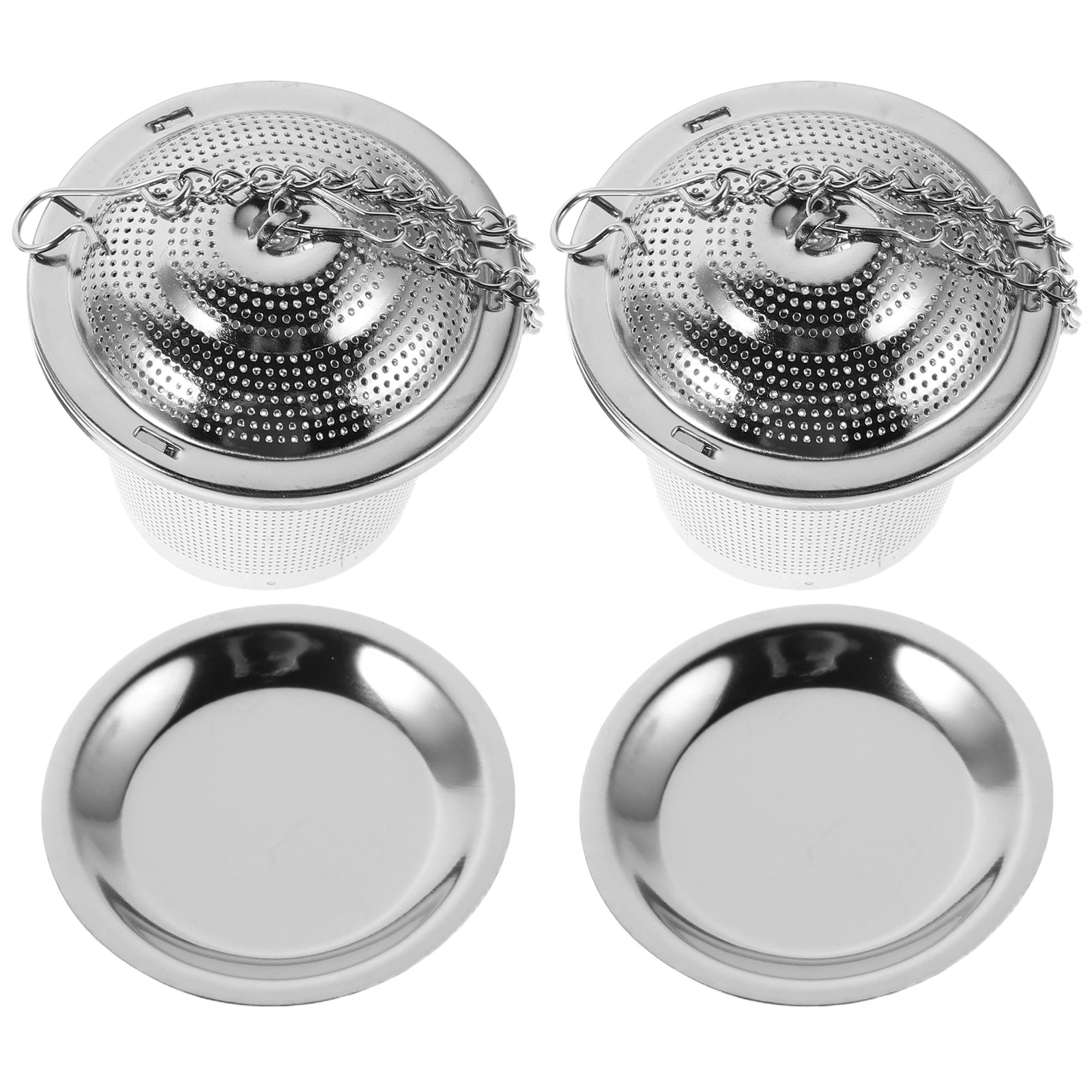 

2Pcs Stainless Steel Tea Infuser Fine Mesh Strainer for Loose Leaf Tea Reusable Filter with Lid Chain for Mugs Teapots Travel