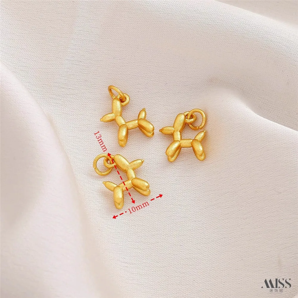 18K Sand Gold Farbiger Ballon Hund Windspiel Zirkon Kreuz Slip Anhänger DIY Zubehör