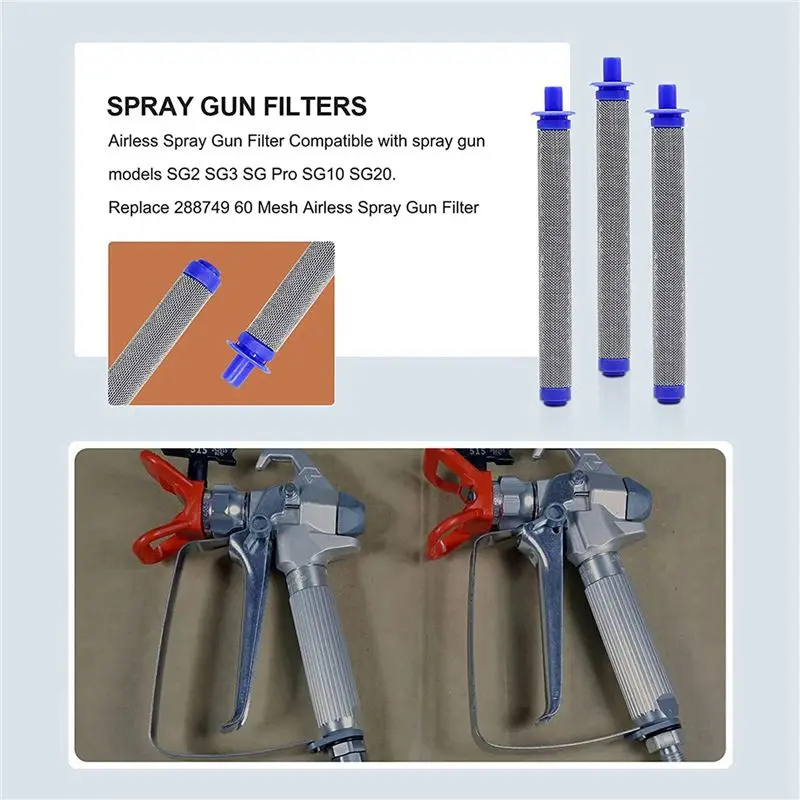 60 Pack 288749 Airless Spray Filter Compatible With 60 Mesh Airless Spray Filter Spray Models For SG10, SG20, SG Pro,