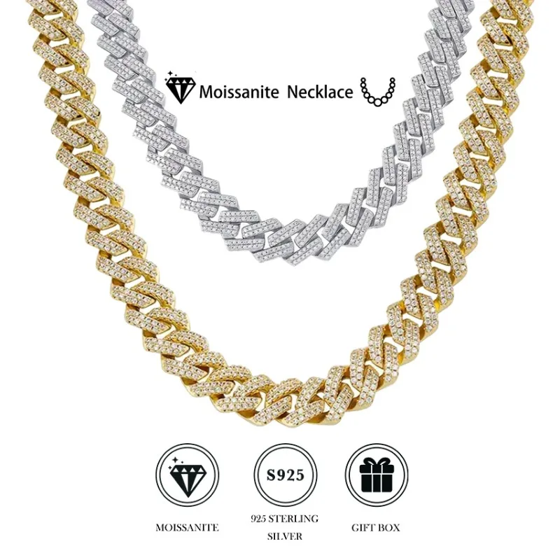 Silver inlaid moissanite unfolds personality European and American fashion trend hip hop style