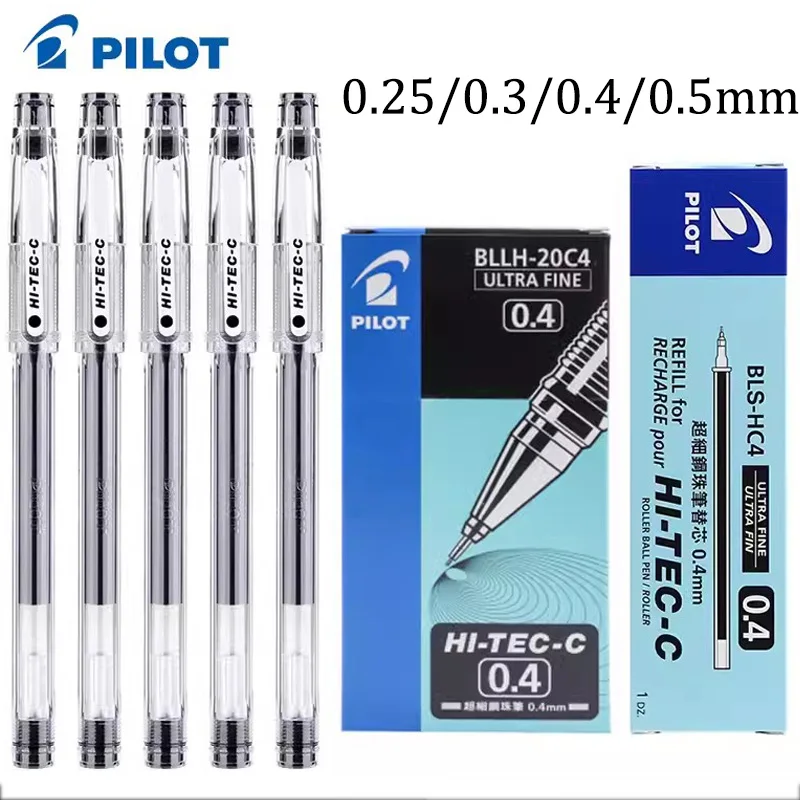 12 sztuk/pudło Pilot HI-TEC zestaw długopisów żelowych 0.25/0.3/0.4/0.5mm cienka igła długopis neutralna atrament żelowy czarny, niebieski, czerwony BLLH-20C4