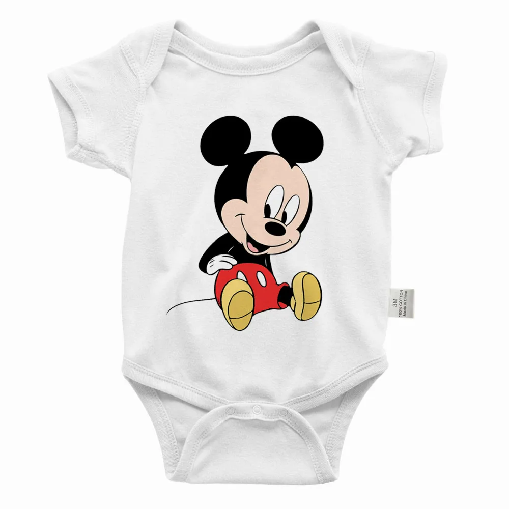 Cotton Baby Clothes Disney Mickey Mouse Newborn Baby Boy Rompers Baby Girl Bodysuit Red Short Sleeve Infant Romper Jumpsuit