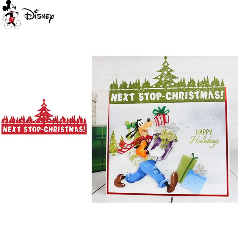 Next Stop Christmas Border Diecut Disney Cutting Dies for DIY Scrapbooking Embossing Paper Cards Crafts Making New 2022 Dies