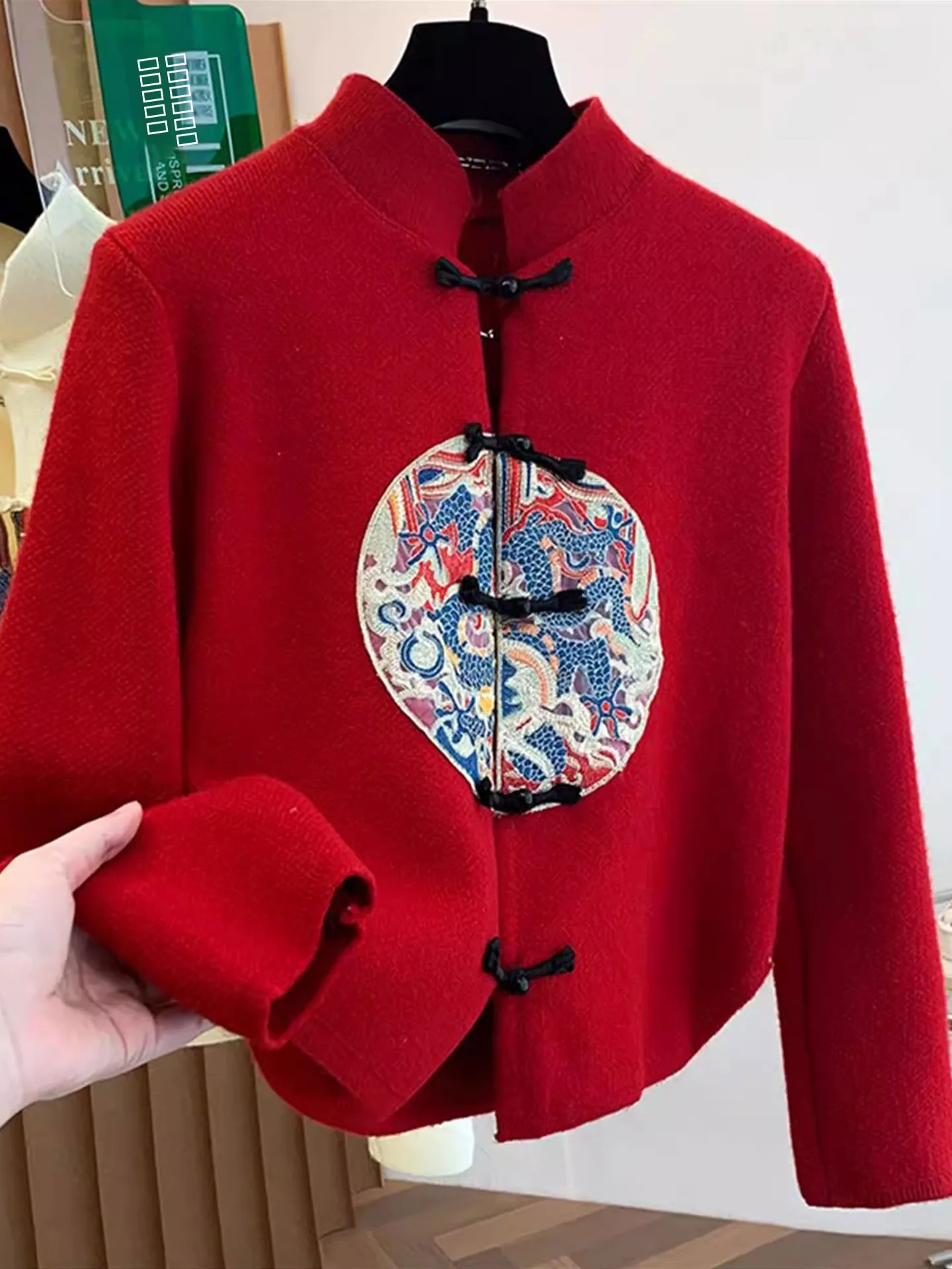 

Red Stand Collar Sweater Jaet New Chinese Sle Retro Women's plus Size Autumn Winter Faionable Top Comfortable Loose Fit
