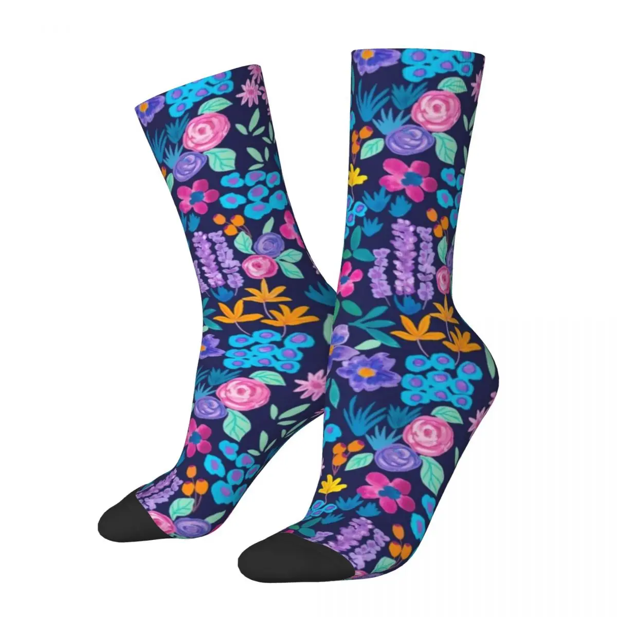 Bright Flowers Socks Autumn Vibrant Floral Pirnt Stockings Kawaii Girls Comfortable Socks Design Skateboard Anti-Slip Socks