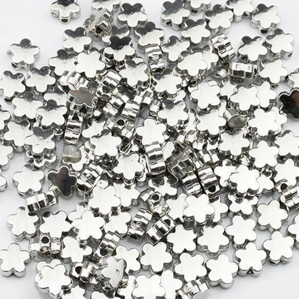 200Pcs 6x3mm Gold Silver Color CCB Flower Bead With Hole Charm Loose Spacer Beads For DIY Jewelry Making Accessories