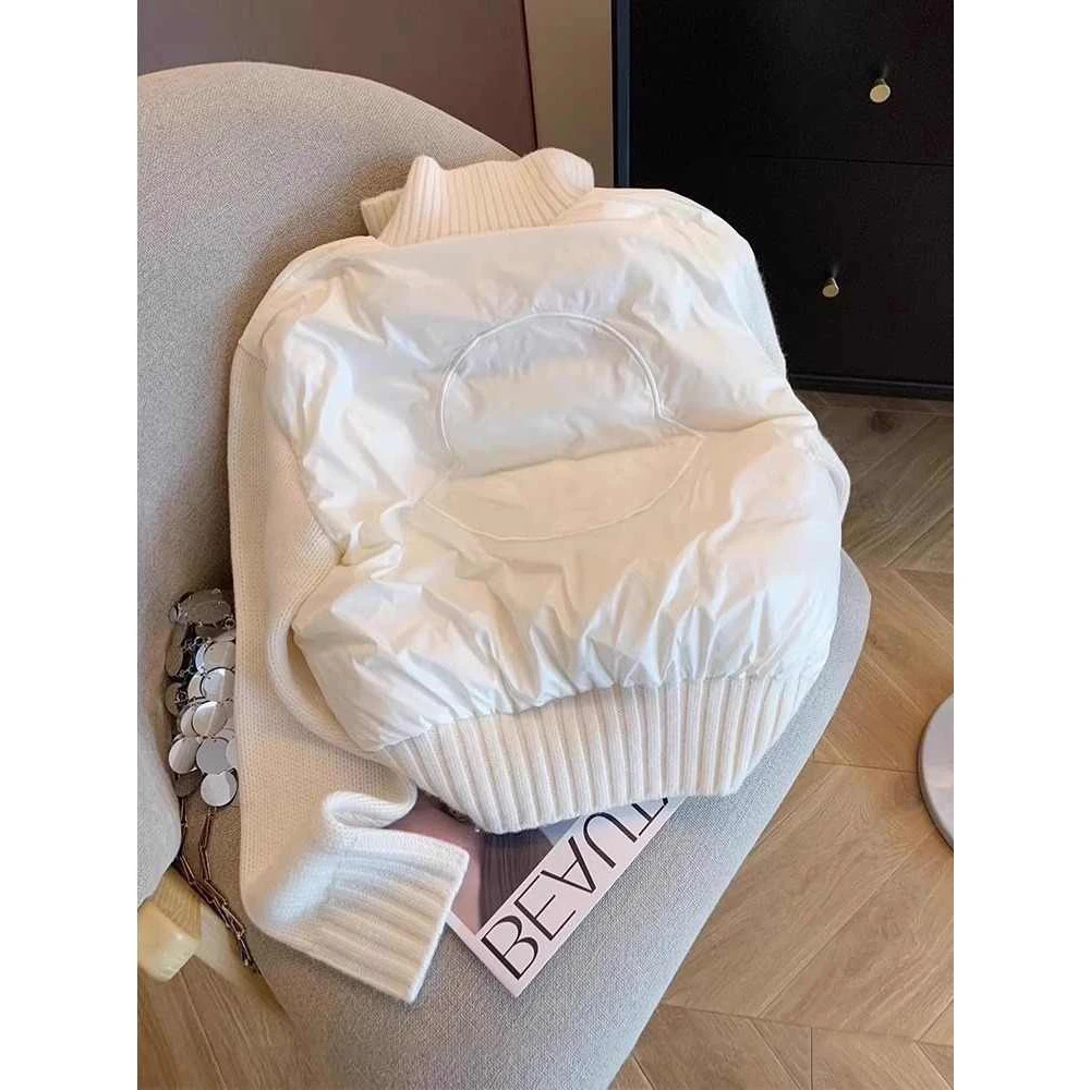 Parka bianco da donna Cappotto vintage a maniche lunghe con collo alto Cappotto caldo addensato imbottito a quadri Capispalla invernale 2025