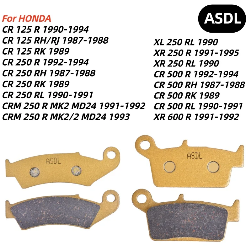 Conjunto de Pastilhas de Freio Dianteiras e Traseiras para Motocicletas HONDA CR125 CR250 CRM250 XL250 XR250 CR500 XR600 R CR 125 250 500 CRM XL XR 250 600