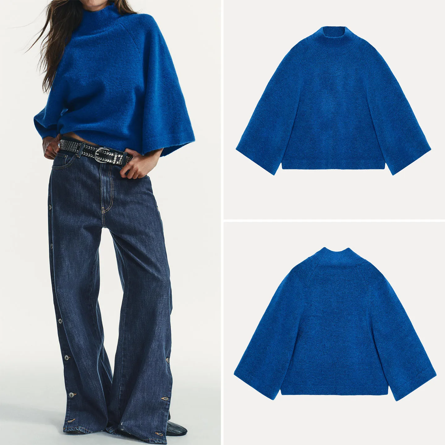 

Z Women's Faionable Long Sve Stand Collar Loose Knitted Sweater Versatile Comfortable Casual Sle for Daily Wear