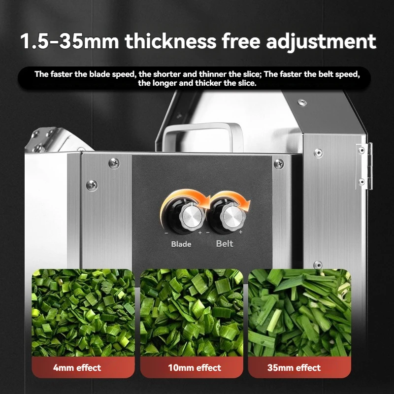 Электрическая овощерезка, многофункциональная коммерческая ремень из нержавеющей стали, двигатель из чистой меди, емкость 100 кг/ч, кухня