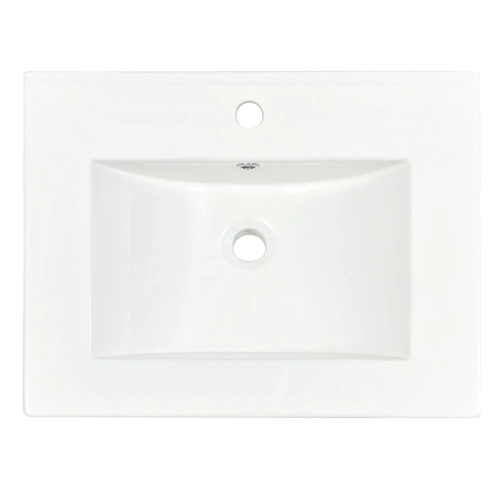 

[Sink Only]24 Inch Modern Bathroom Vanity Modern White Bathroom Sink Rectangle Above Counter Porcelain Ceramic Vessel Vanity