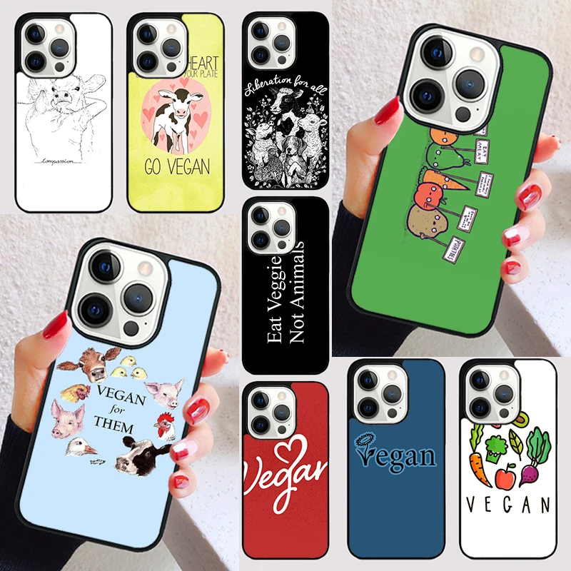 Go Vegan Vegetarians cover For iPhone 15 16 13 12 11 14 Pro Max Mini Max SE 2020 7 8 6S Plus Phone Case