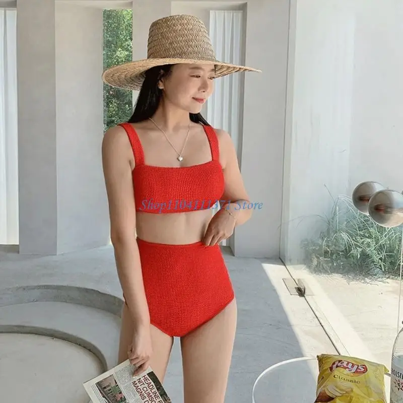 

P9FC Women Two Pcs Swimsuit Sport Sport Swimwear Solid Color Counting для пляжной одежды