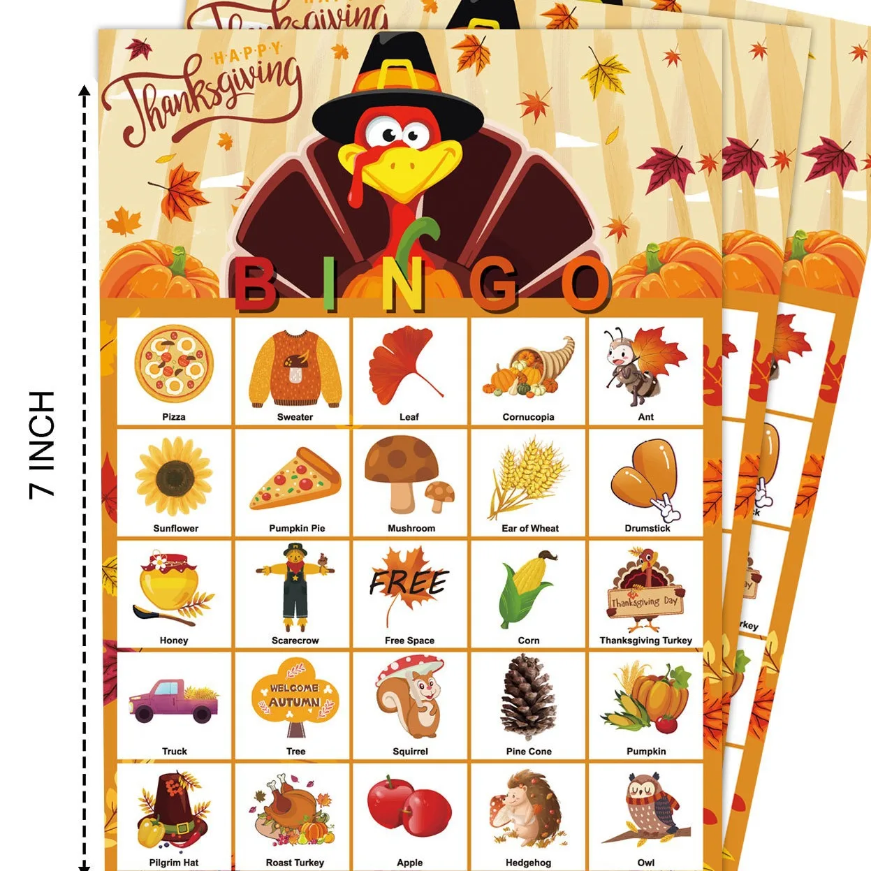 

Thanksgiving bingo game Card set Party bingo for 24 people