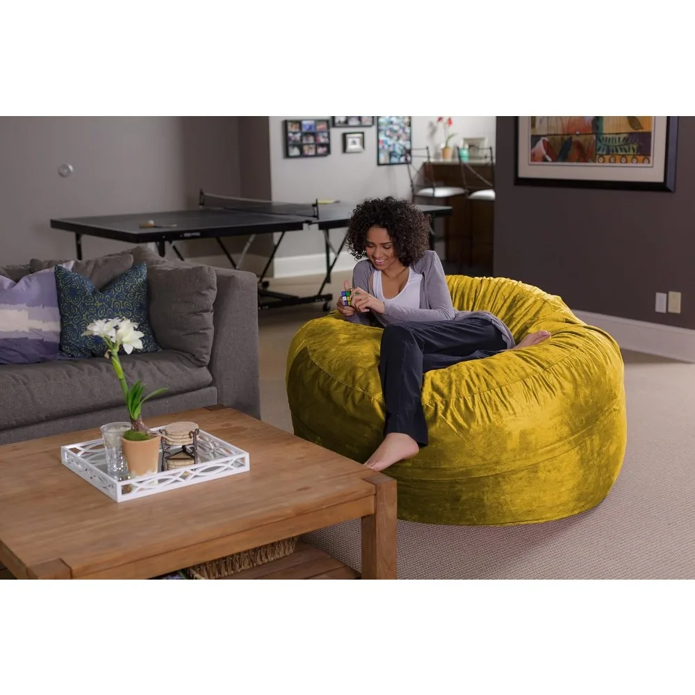 Bean Bag Chair - Plush, Ultra Soft - Memory Foam Bean Bag Chair with Microsuede Cover - Stuffed Foam Filled Furniture and Acces