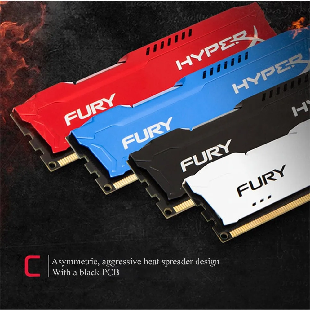 HyperX Fury 8GB 16GB（8GB×2）DDR3 1333MHz 1600MHz 1866MHz 1.35V 1.5V 240ピン DIMM RAMメモリ デスクトップ 10600 12800 14900U対応