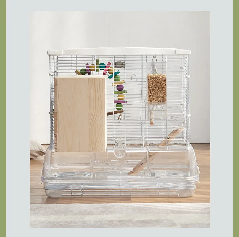 Transparent large acrylic luxury anti-sprinkle cross silk bird cage parrot cage Xuanfeng tiger skin peony villa breeding cage